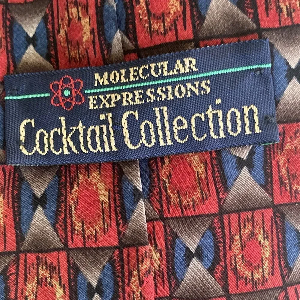 Men’s 100% Silk Tie Molecular Expressions Cocktail Collection EUC Made 🇺🇸 USA